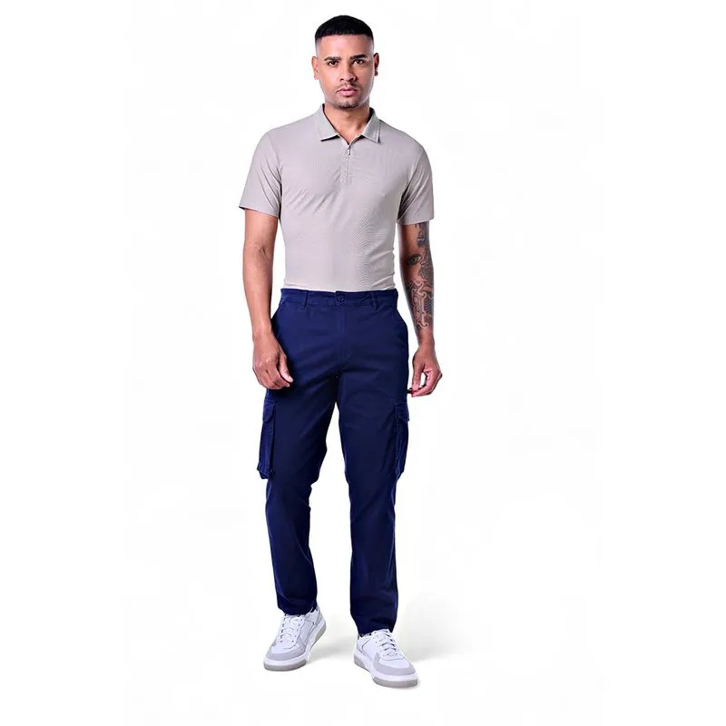 Calça Cargo Masculina Chino Casual Elastano Confortável