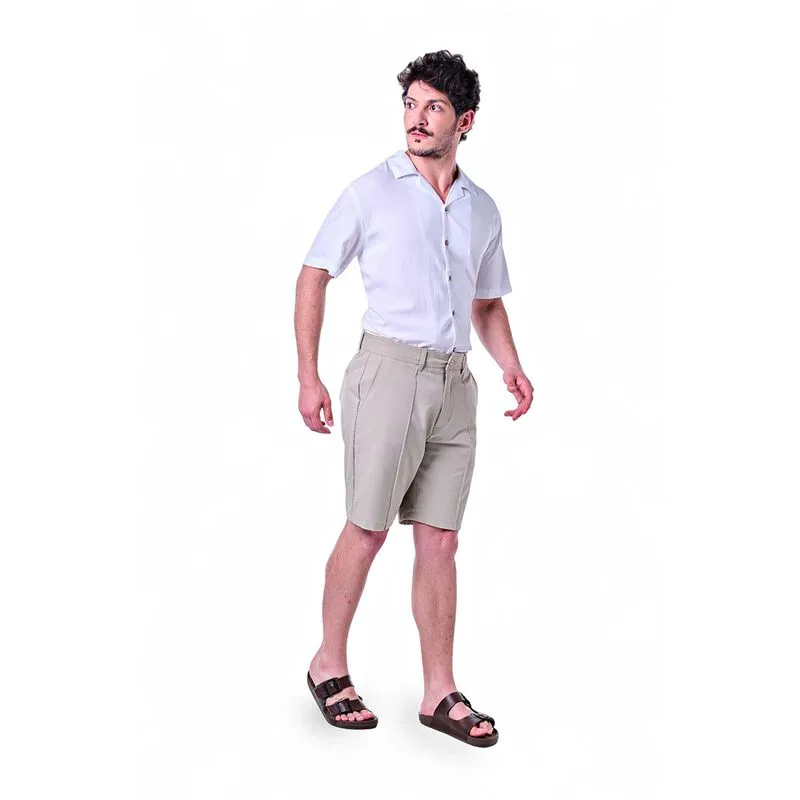 Bermuda Masculina Micro Fibra Básica Friso Poliéster