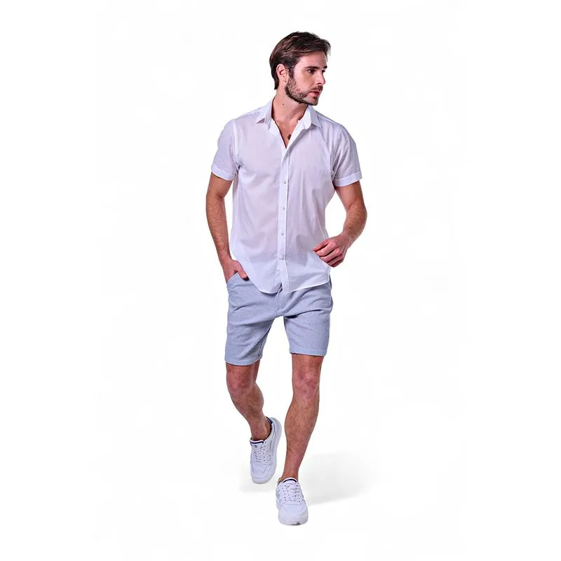 Camisa Masculina Fio a Fio Manga Curta