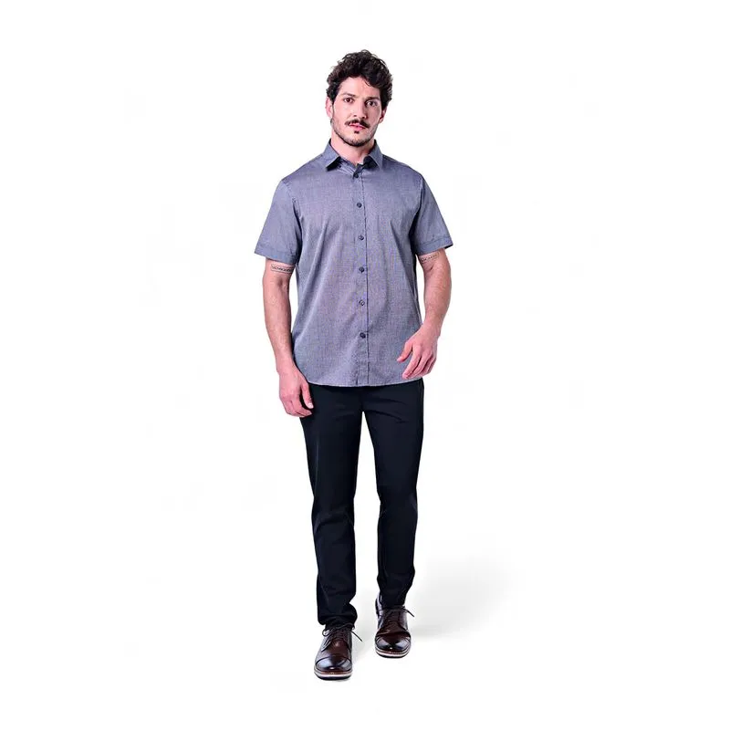Camisa Masculina Fio a Fio Manga Curta
