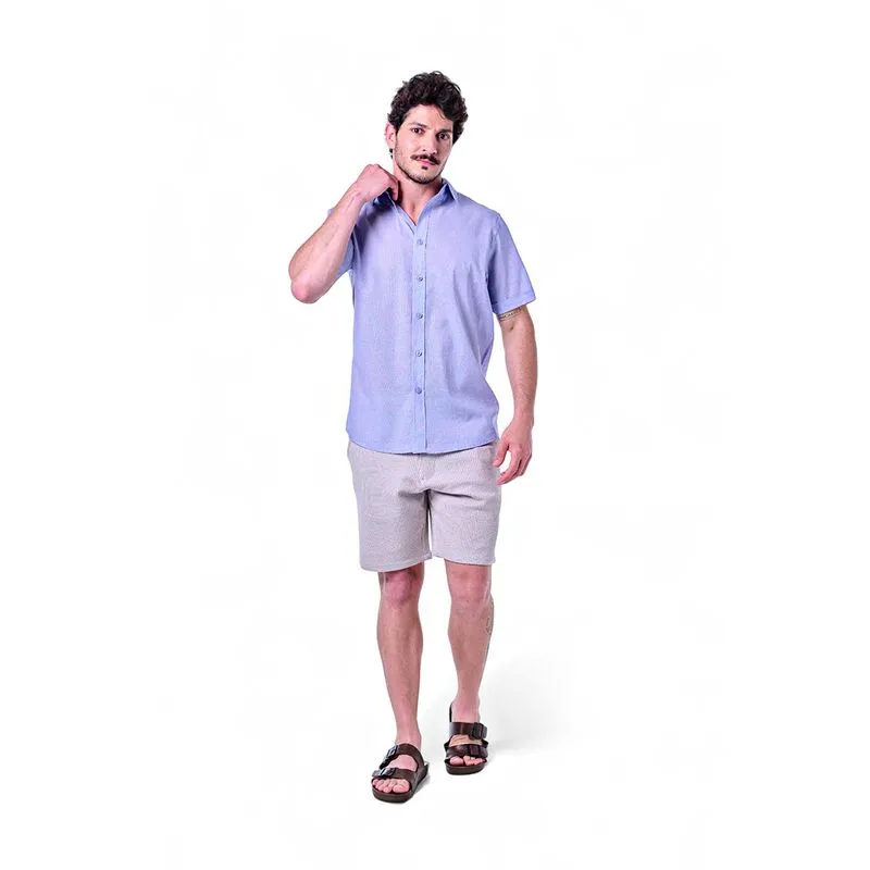 Camisa Masculina Fio a Fio Manga Curta