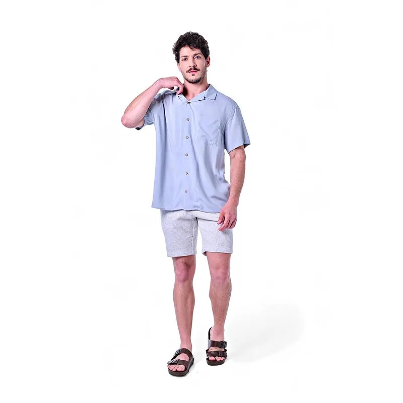 Camisa Masculina Manga Curta Gola Hawaii Viscose Casual