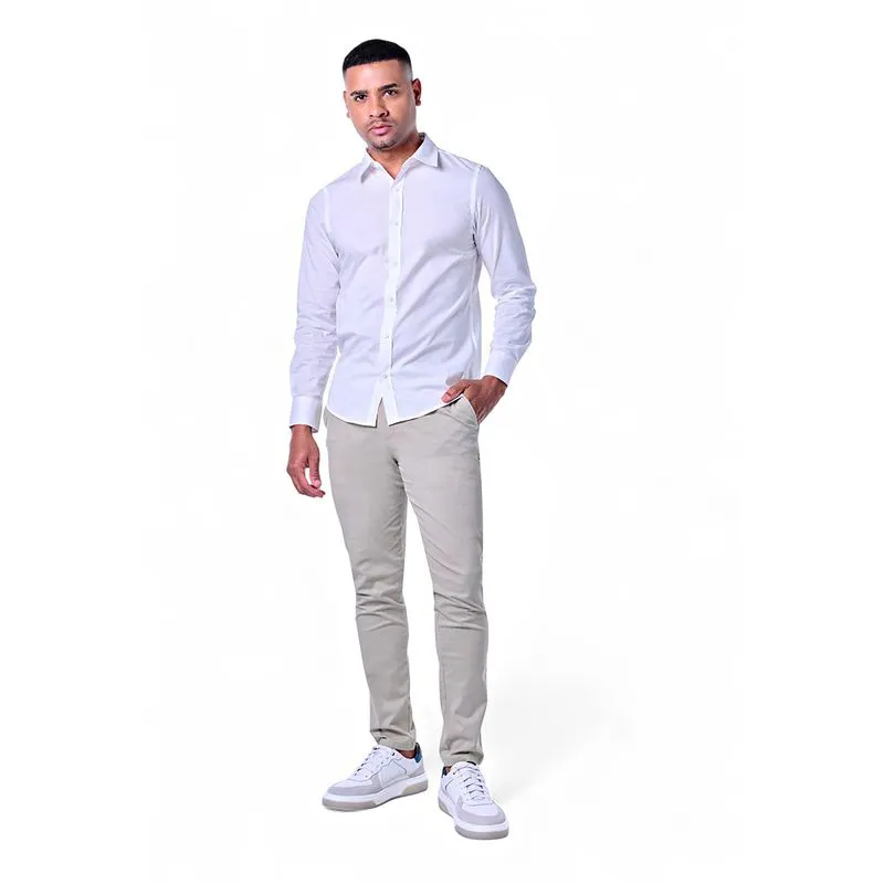 Camisa Masculina Algodão com Listras Manga Longa