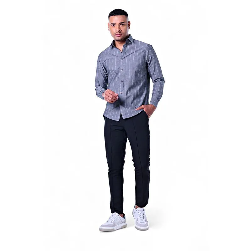 Camisa Masculina Algodão Manga Longa com Listras