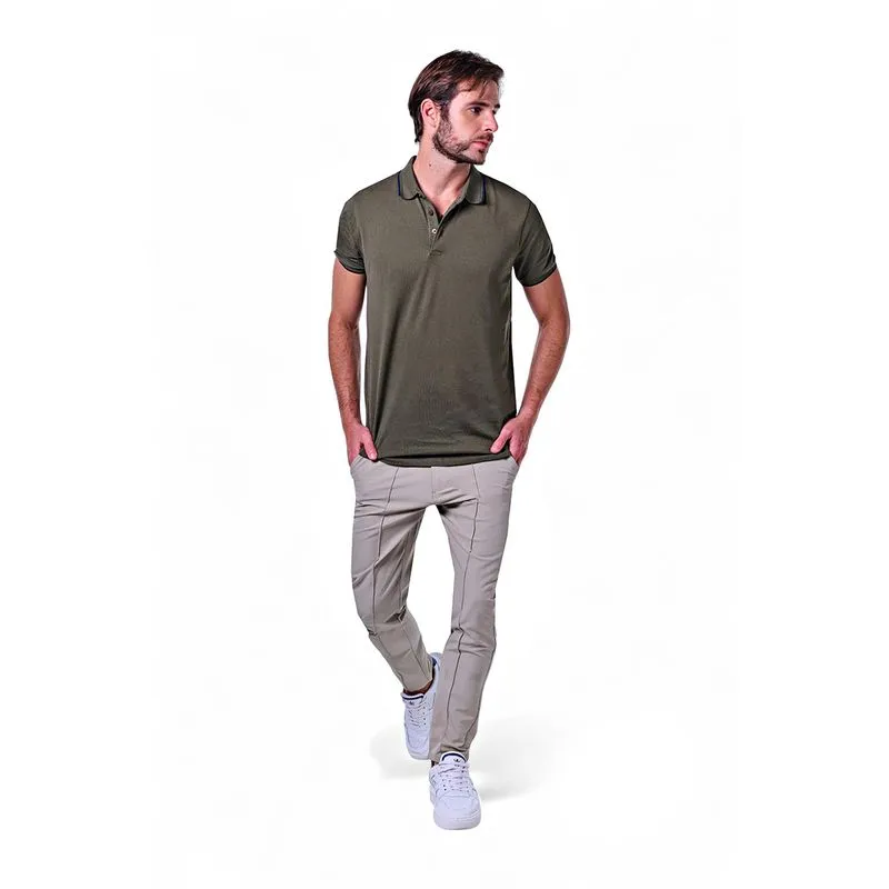 Polo Masculina com Friso na Gola