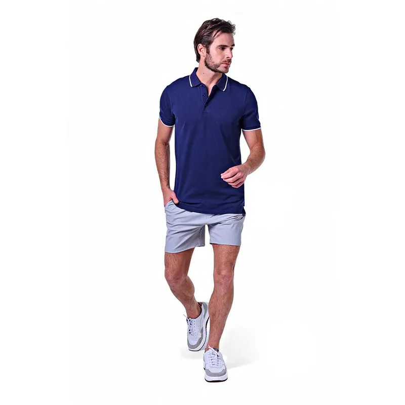 Polo Masculina Lisa com Friso na Gola