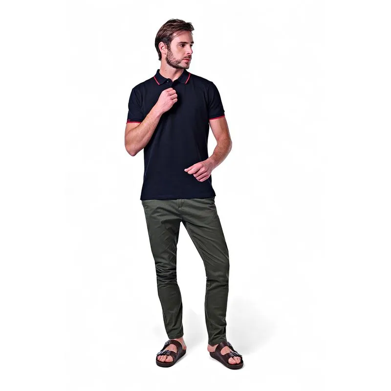 Polo Masculina Lisa com Friso na Gola