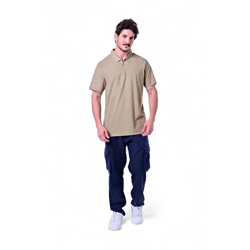Polo Masculina Zíper Invisível