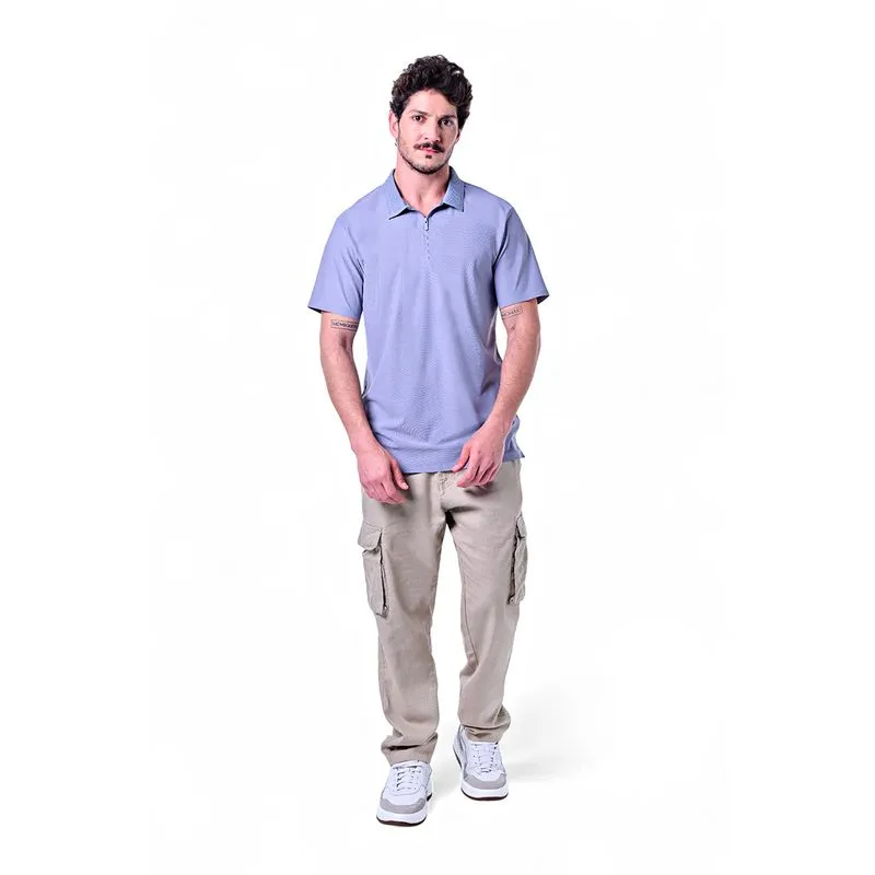 Polo Masculina com Zíper Jackard
