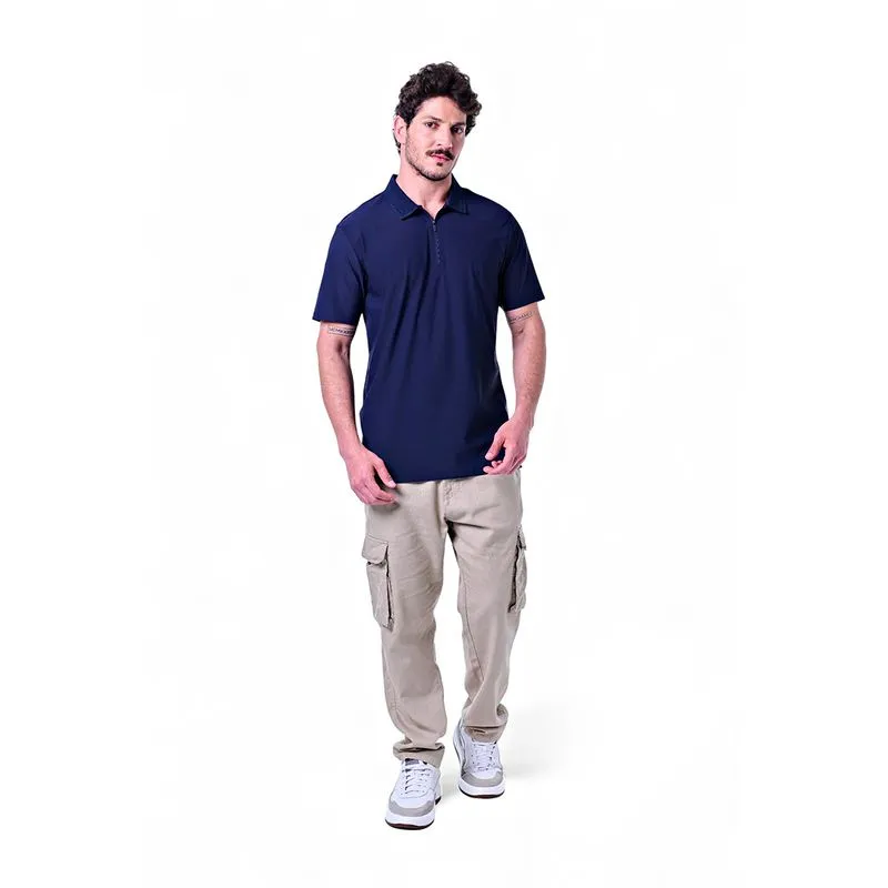 Polo Masculina com Zíper Jackard