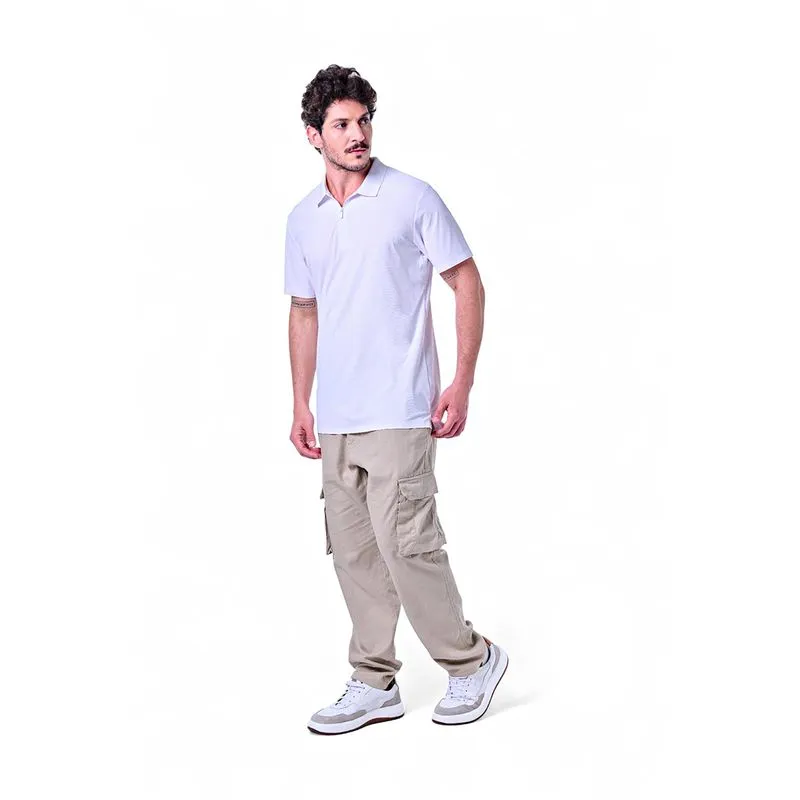 Polo Masculina com Zíper Jackard