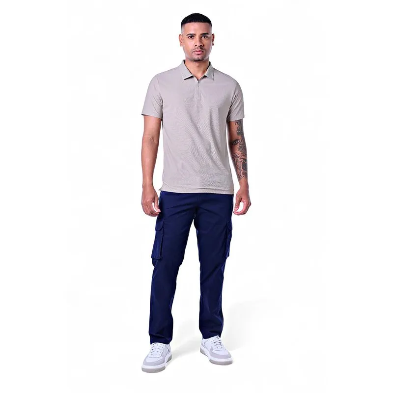 Polo Masculina com Zíper Jackard