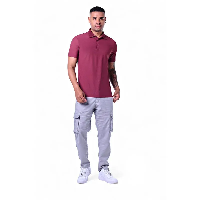 Polo Masculina Botão Jackard Premium Poliamida Respirável