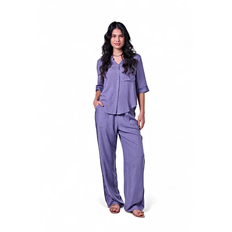 Camisa Feminina Manga Curta Listrada Viscose