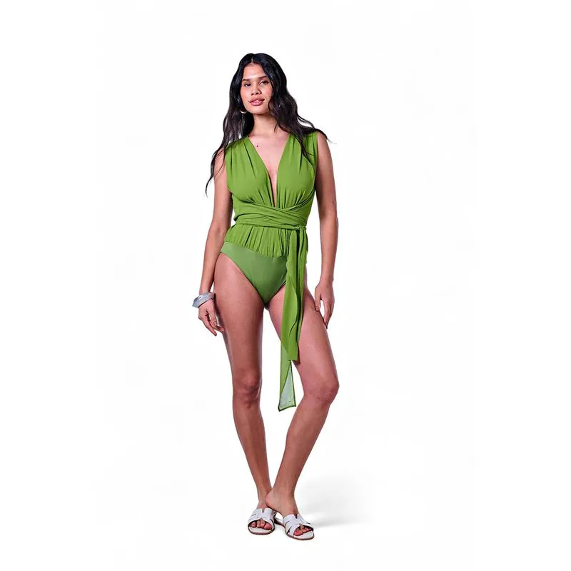Body Feminino Chiffon Sem Manga Decote Profundo