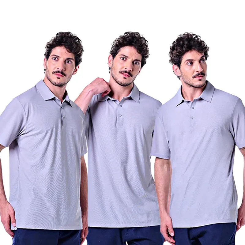 Kit 3 Polos Masculinas Com Botão