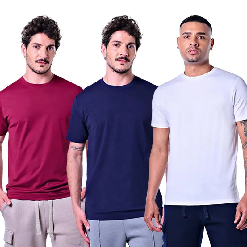 Kit 3 Camisetas Masculinas Básicas