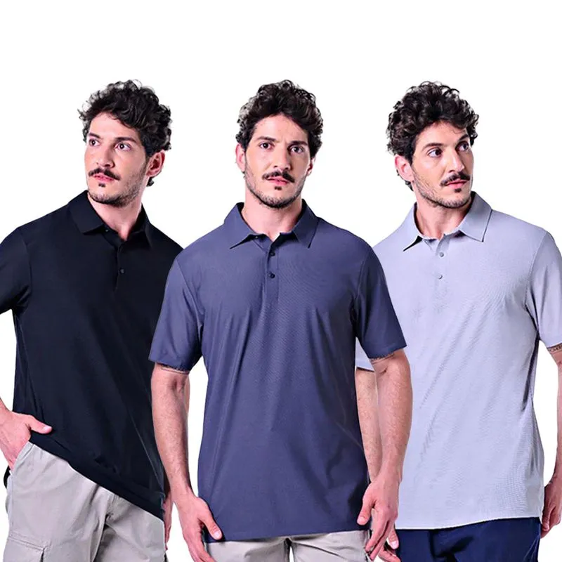 Kit 3 Polos Masculinas Com Botão