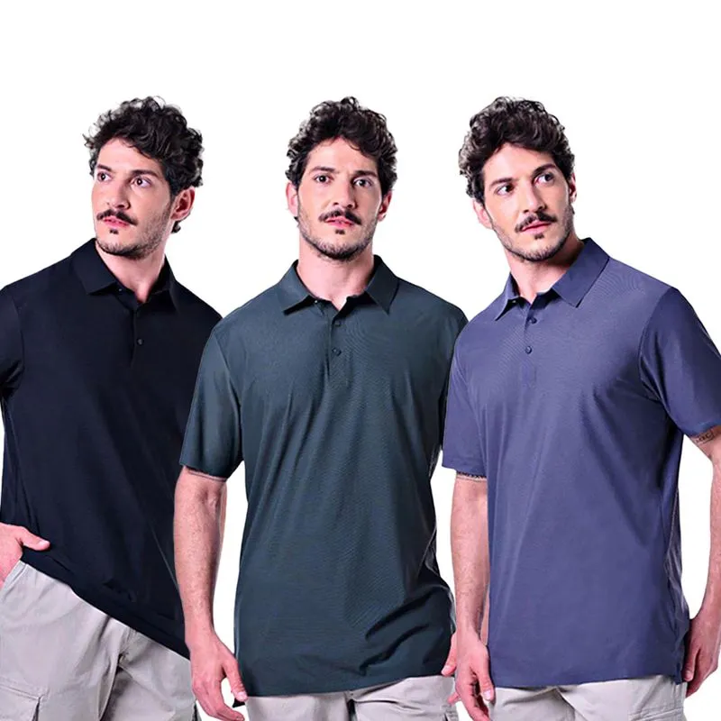 Kit 3 Polos Masculinas Com Botão