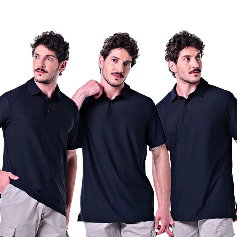 Kit 3 Polos Masculinas Com Botão