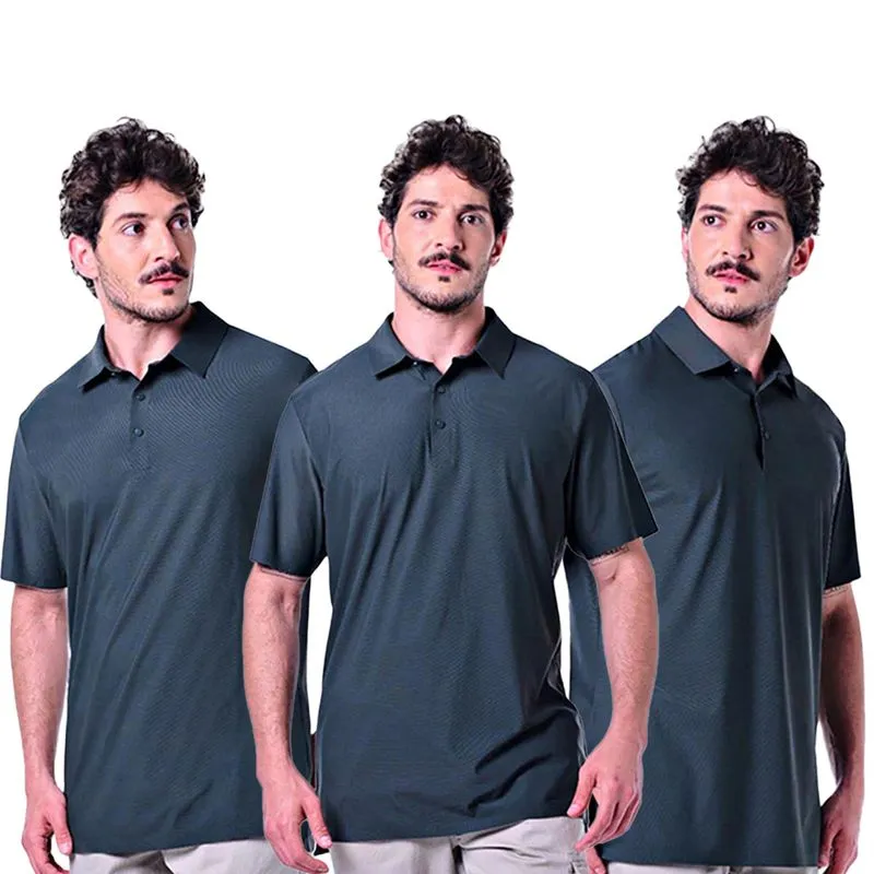 Kit 3 Polos Masculinas Com Botão
