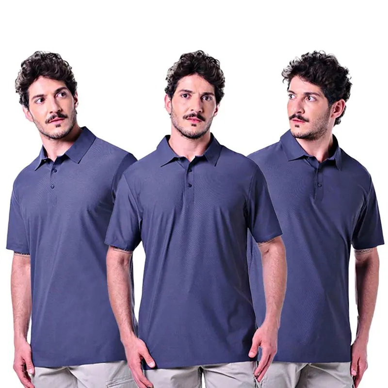 Kit 3 Polos Masculinas Com Botão