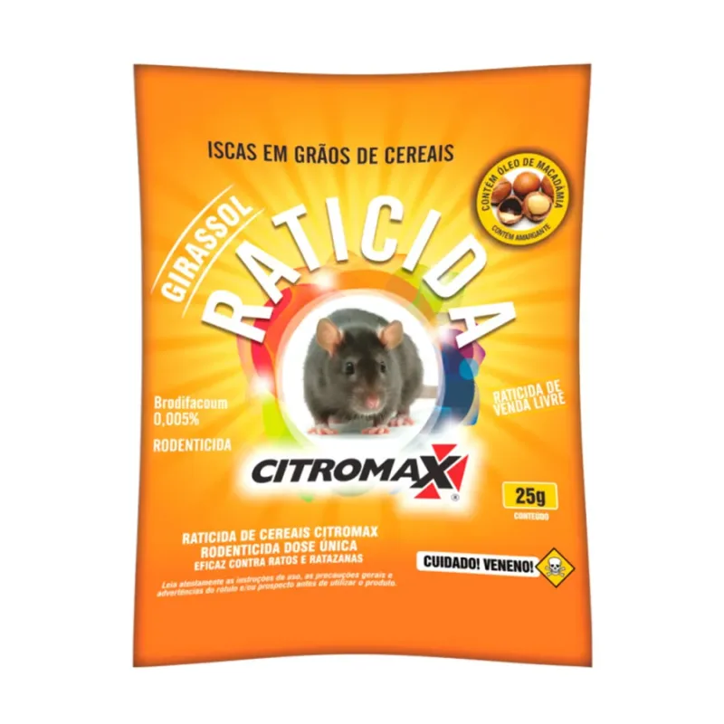 RATICIDA GIRASSOL CITROMAX 25g - De Pelos a Escamas