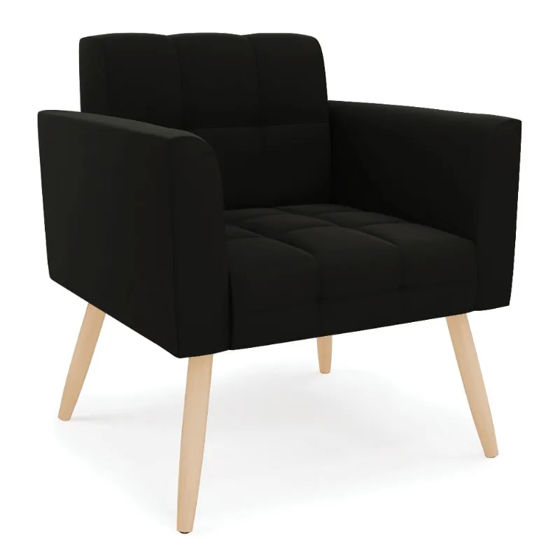 Poltrona Elisa Suede Pés Palito Natural - D'Rossi Preto