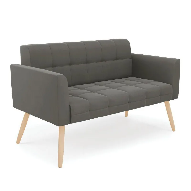 Sofá Namoradeira Elisa Suede Pés Palito Natural - D'rossi Cor Grafite