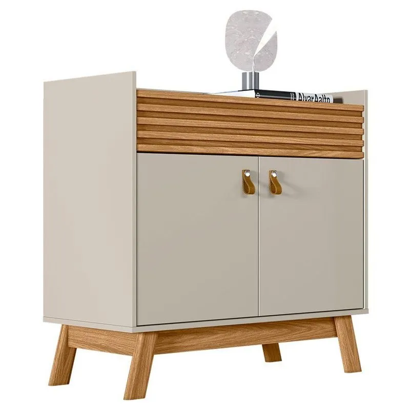 Buffet Aparador Eli 2 Portas Nature E Off White 87x90 Cm L04 - D'rossi