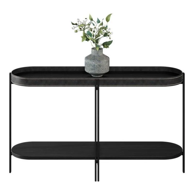 Buffet Aparador Isi Preto Tx E Couro Preto 139x79 Cm L04 - D'rossi