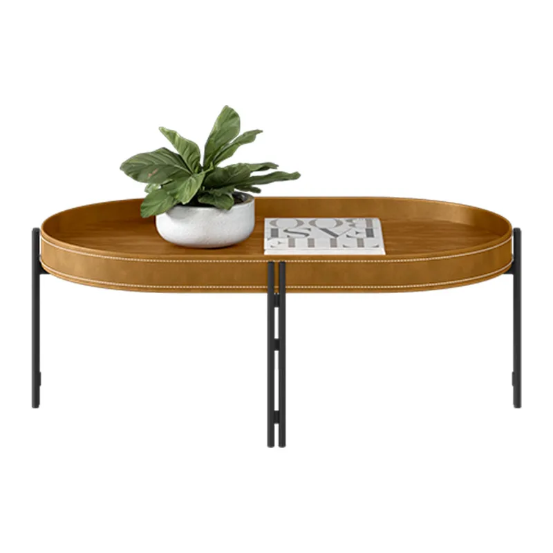Mesa de Centro Isi Nature Fosco e Couro Caramelo 93x35 cm L04 - D'Rossi
