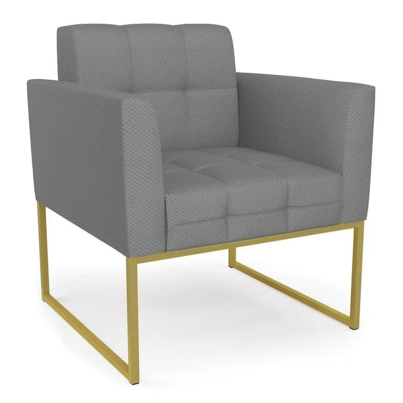 Poltrona Elisa Veludo Luxo Grafite A131 Base Metálica Industrial Dourado - D'rossi