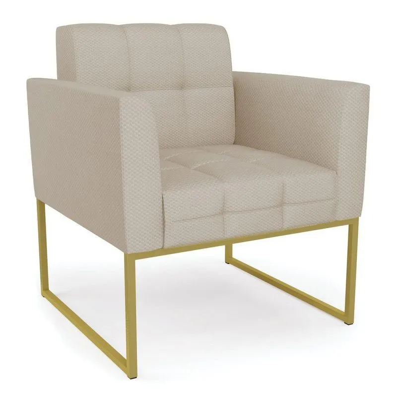 Poltrona Elisa Veludo Luxo Prata A130 Base Metálica Industrial Dourado - D\'rossi