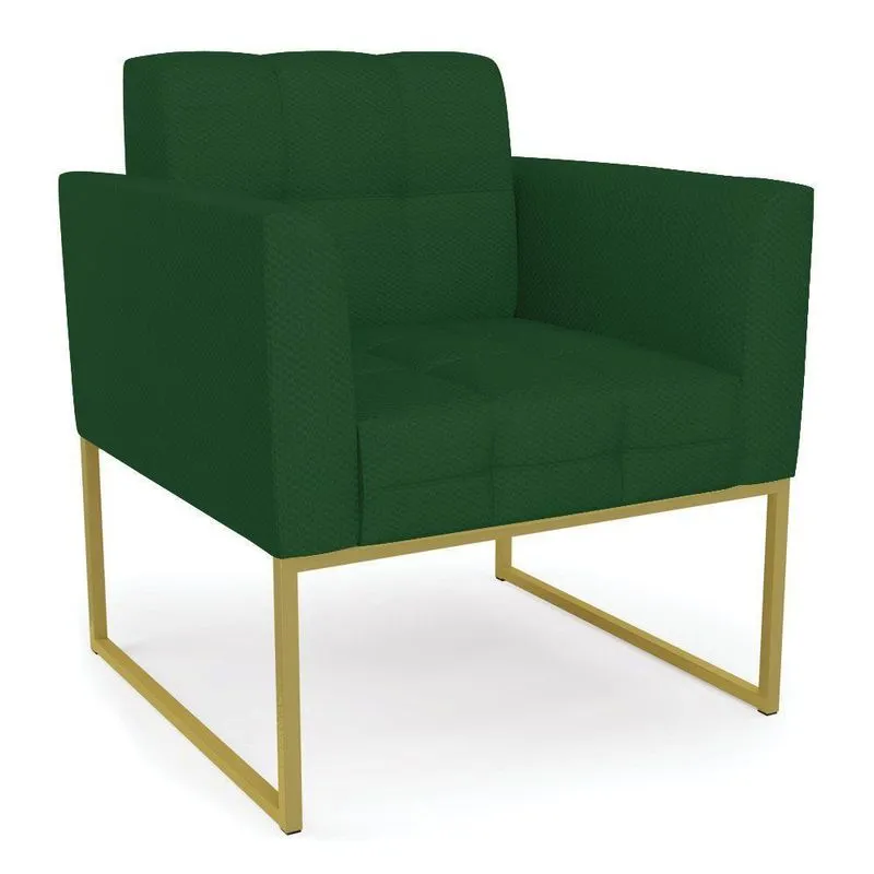 Poltrona Elisa Veludo Luxo Verde A136 Base Metálica Industrial Dourado - D'rossi