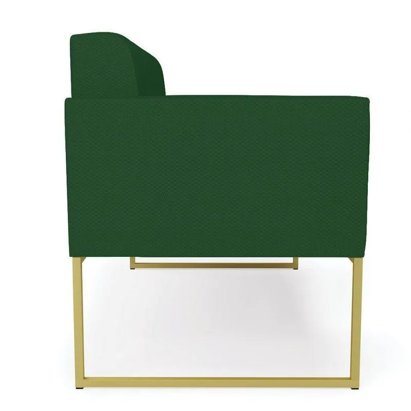 Sofá Namoradeira Elisa Veludo Luxo Verde A136 Base Metálica Industrial Dourado - D'rossi