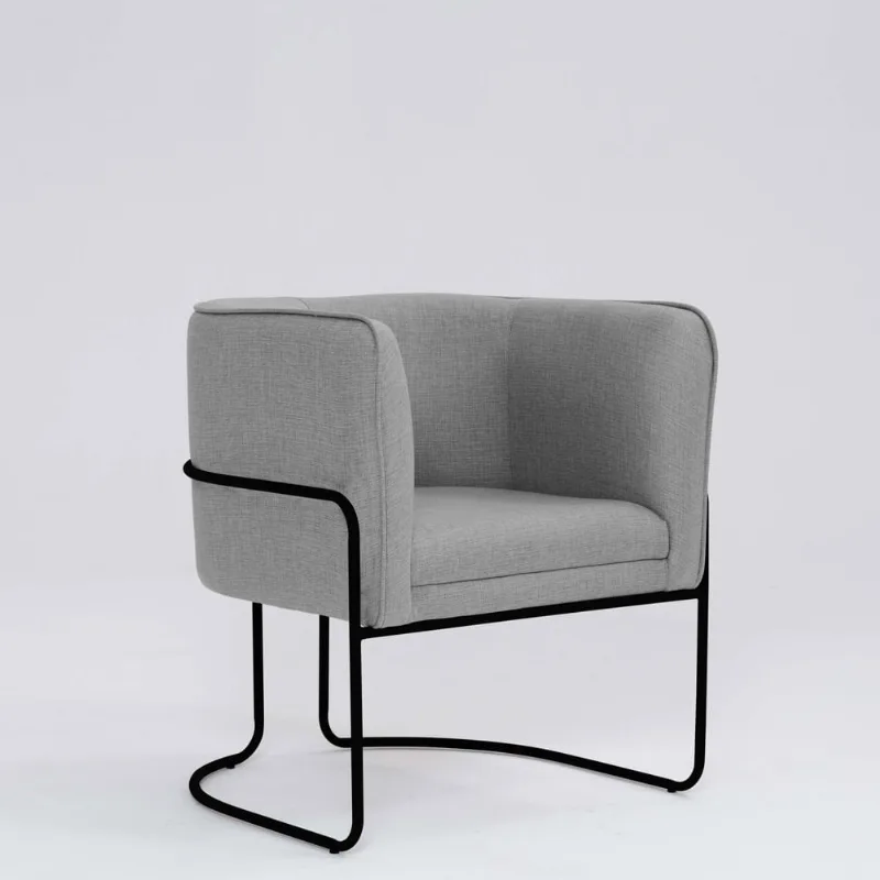 Poltrona Decorativa Belinda D07 Base Aço Linho Mescla Elefante - D'Rossi