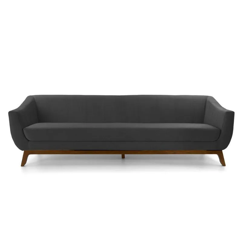 Sofá 3 Lugares Odeon D07 230cm Base Madeira Veludo Cinza - D'rossi