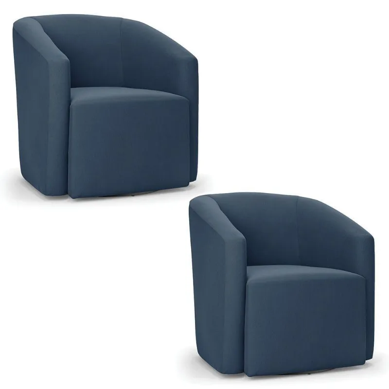 Kit 2 Poltronas Stella Max Suede Base Giratória - D'rossi Cor Azul Marinho