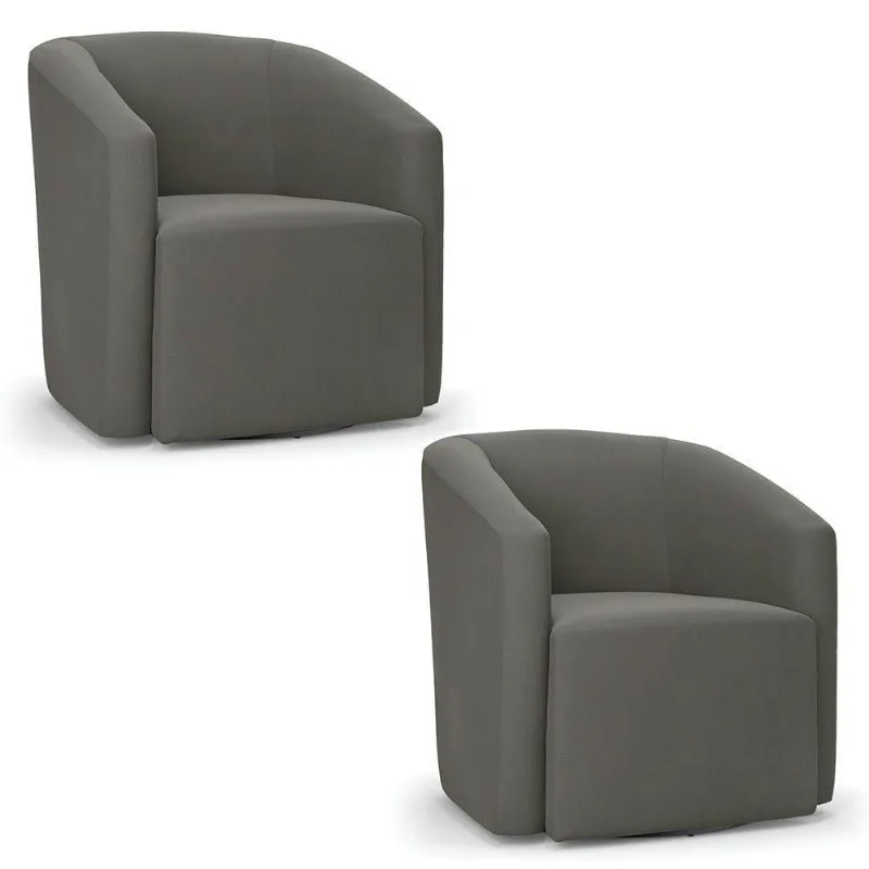Kit 2 Poltronas Stella Max Suede Base Giratória - D'rossi Cor Grafite