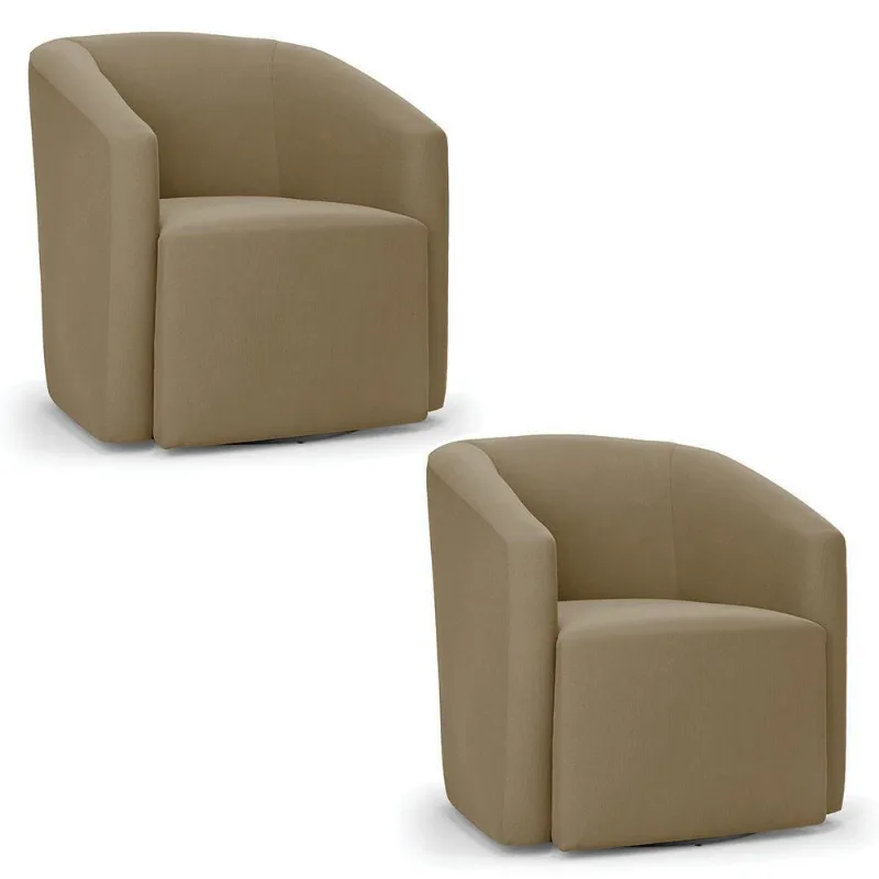 Kit 2 Poltronas Stella Max Suede Base Giratória - D'rossi Cor Marrom Rato