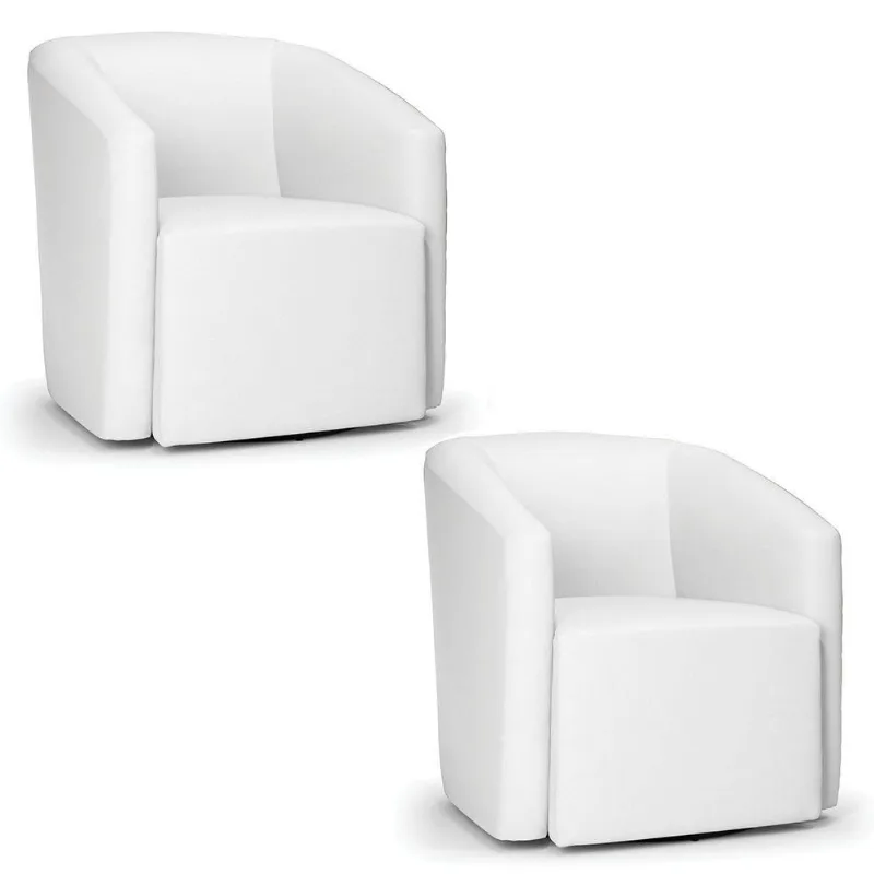 Kit 2 Poltronas Stella Max Corino Base Giratória - D'rossi Cor Branco