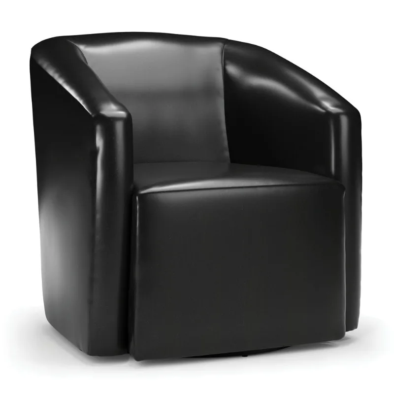 Poltrona Decorativa Base Giratória Stella Max Sintético PU Preto D03 - D'Rossi