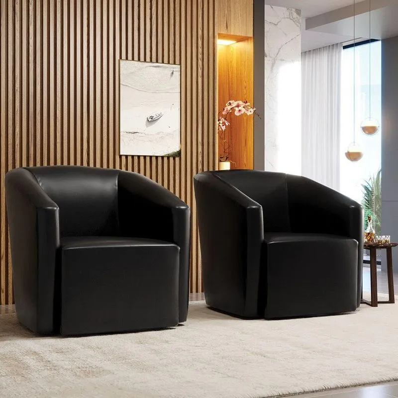 Poltrona Stella Max Giratória Sintético PU Preto Kit 2 D'rossi