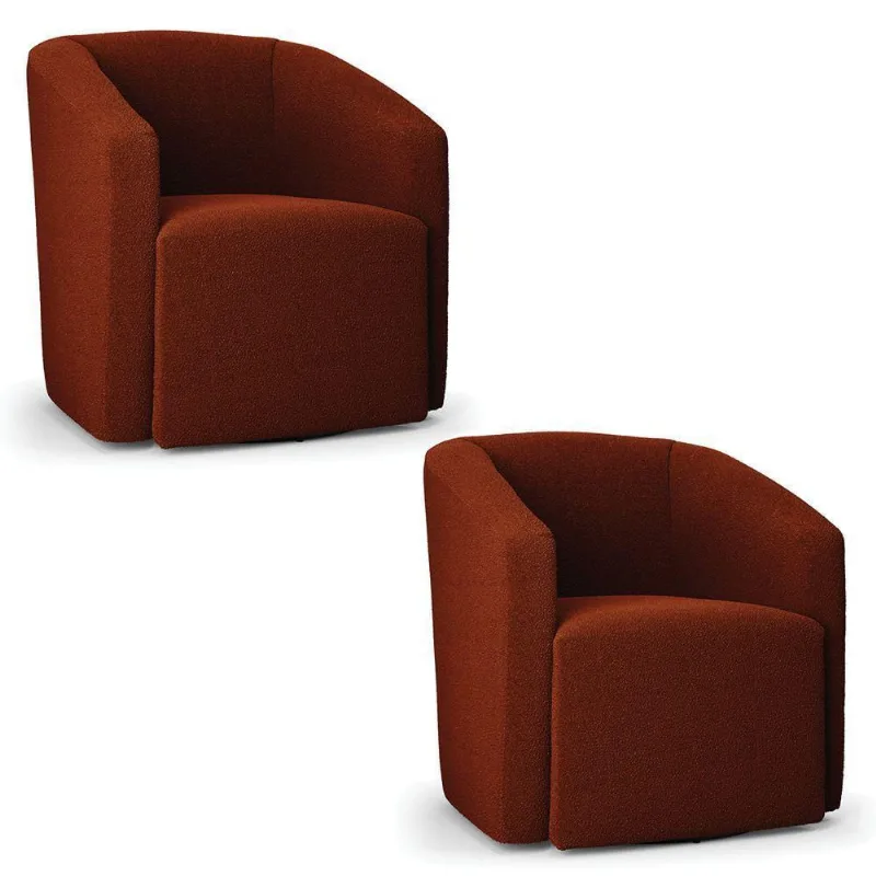 Kit 2 Poltronas Stella Max Bouclê Base Giratória - D'rossi Cor Terracota
