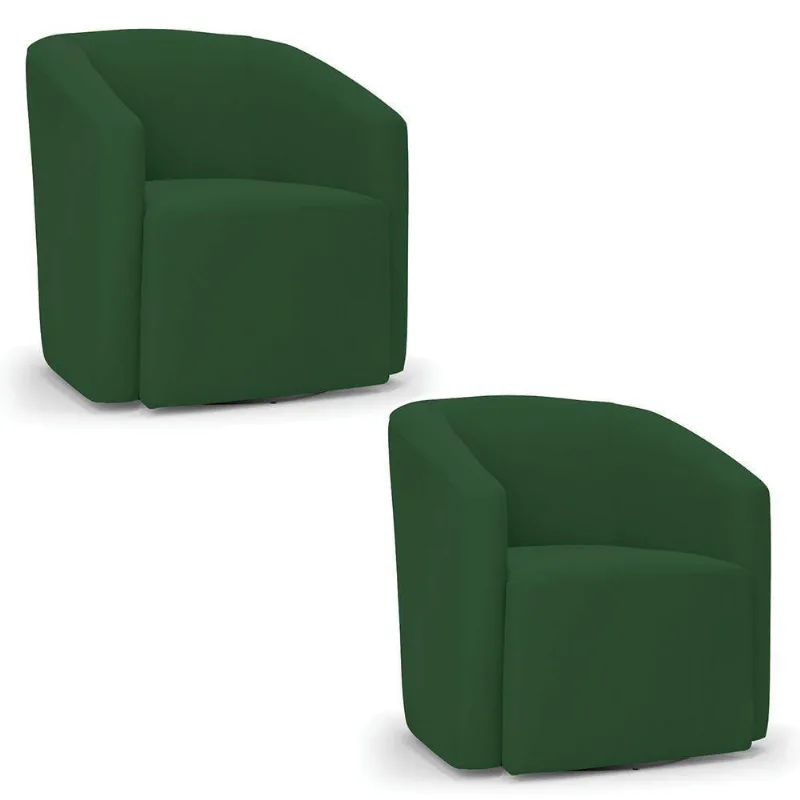 Kit 2 Poltronas Stella Max Veludo Base Giratória - D'rossi Cor Verde