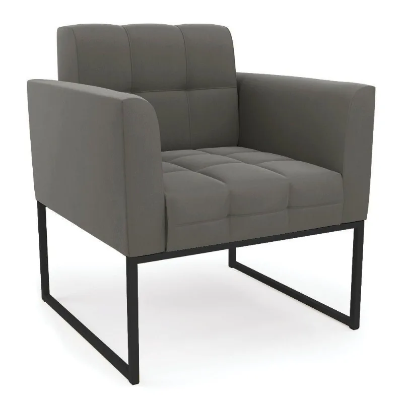 Poltrona Elisa Suede Grafite Base Metálica Industrial Preto - D'rossi