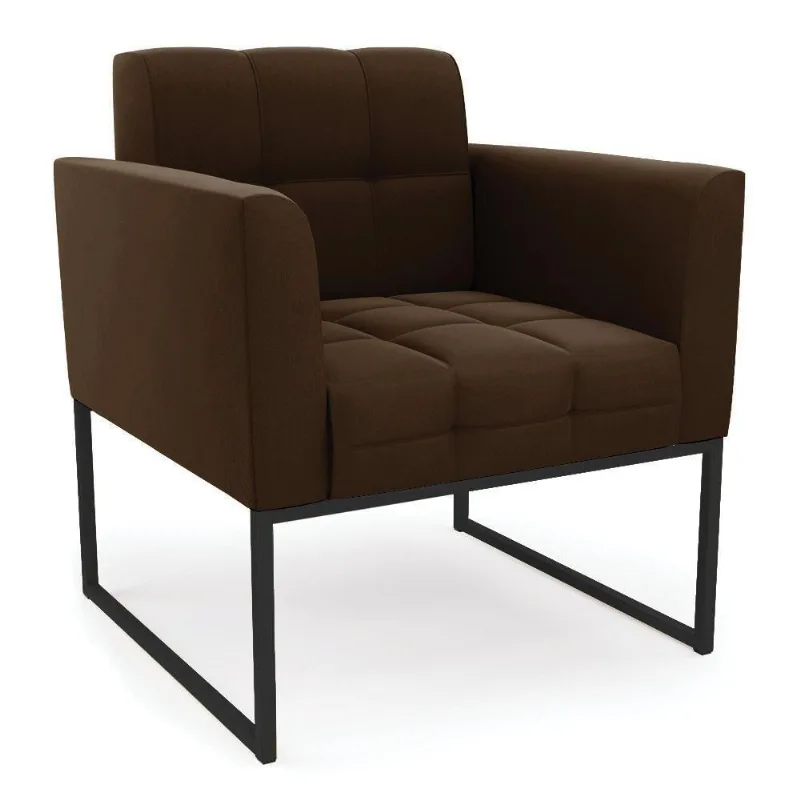 Poltrona Elisa Suede Marrom Base Metálica Industrial Preto - D'rossi