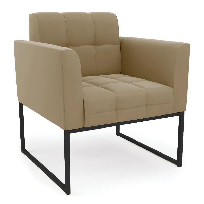 Poltrona Elisa Suede Marrom Rato Base Metálica Industrial Preto - D'rossi