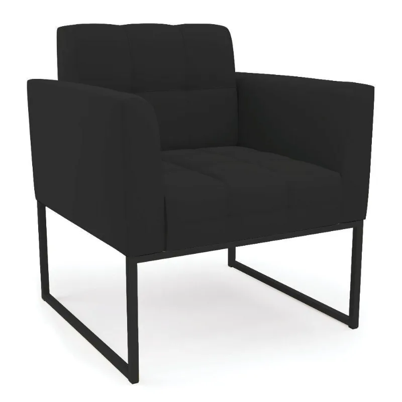 Poltrona Elisa Veludo Preto Base Metálica Industrial Preto - D'rossi